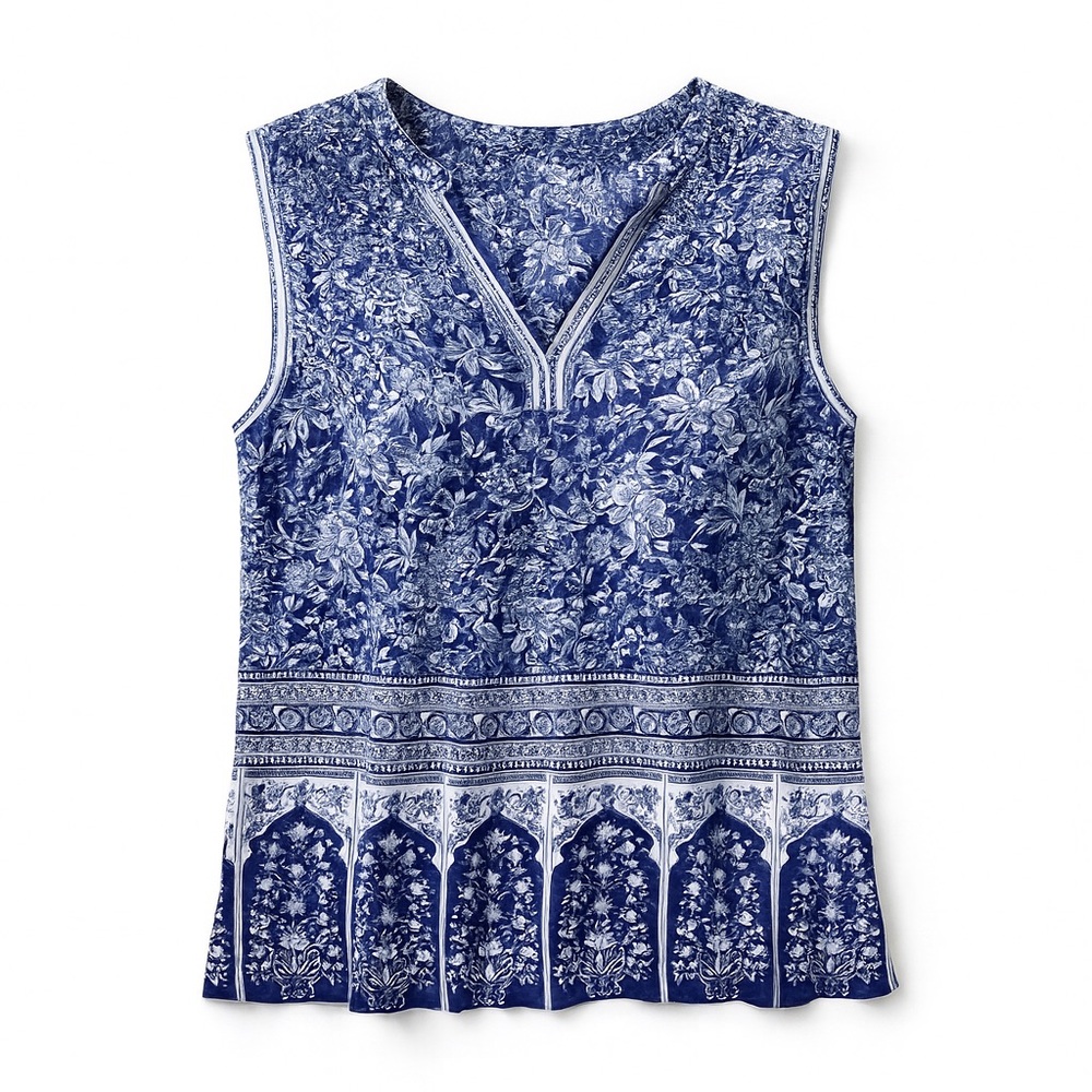 Lucky Brand • Lightweight Sleeveless Top • Blue & White • Size L